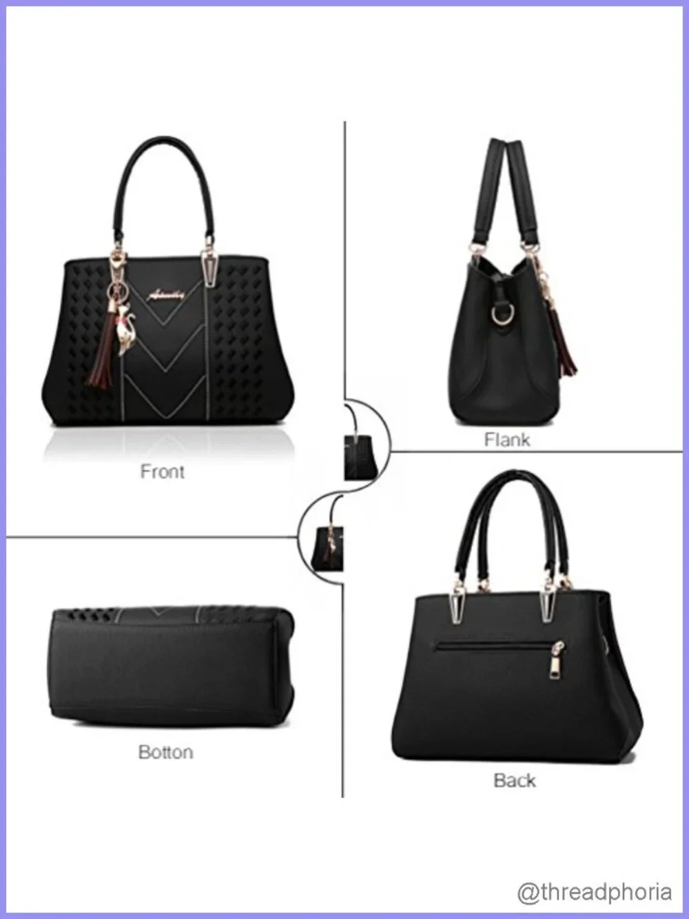 PU Leather Satchel Tote Shoulder Bag with Removable Strap